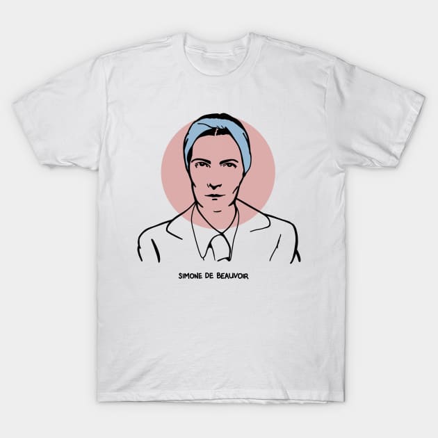 Simone de Beauvoir - Original Stylized Retro Graphic Design T-Shirt by DankFutura